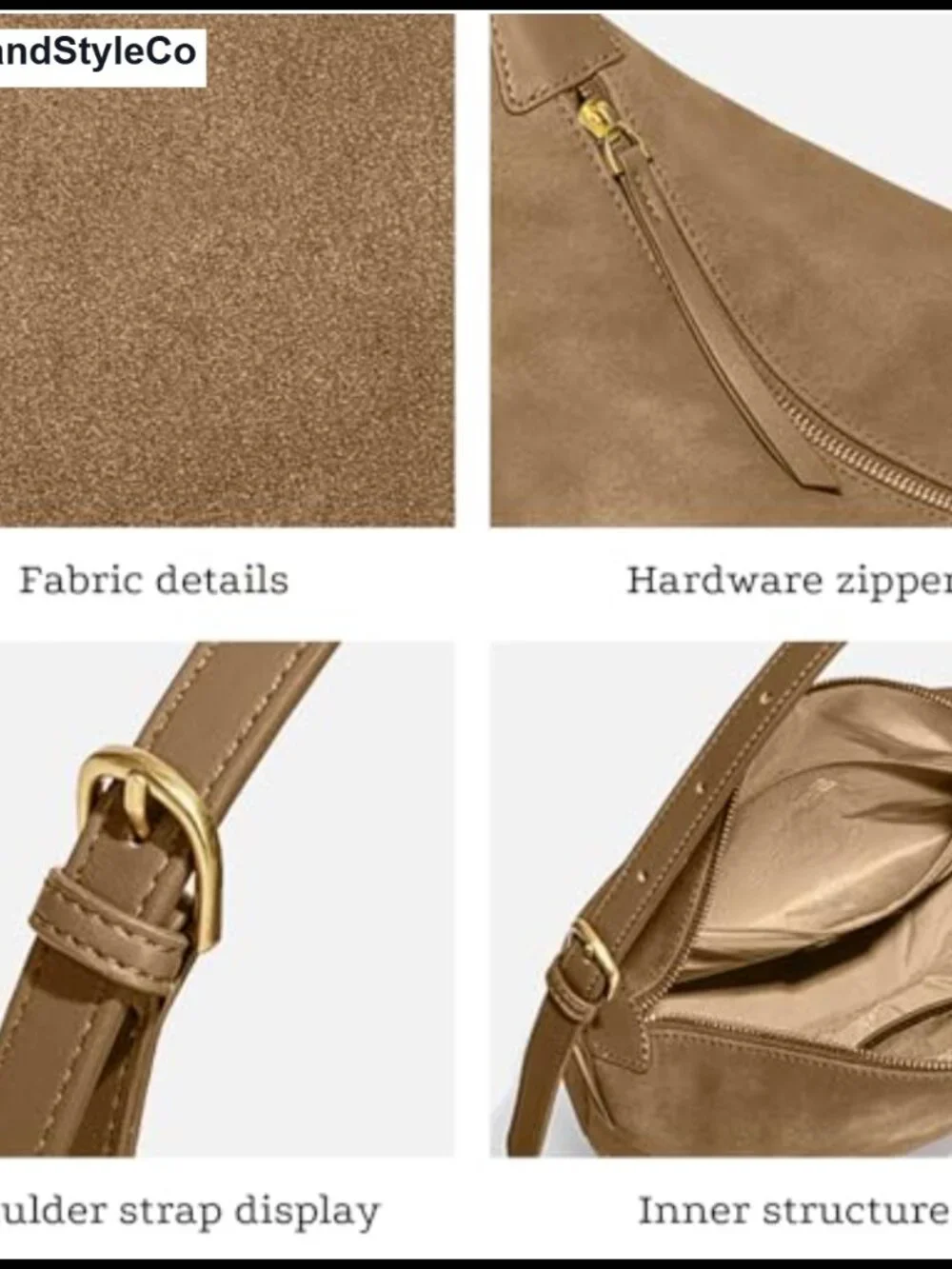 Faux Suede Hobo Bag Women Vintage Shoulder Crossbody Purse Adjustable Strap